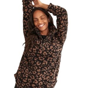 Koolaburra by UGG Brushed Back Sherpa Pullover Big Leopard Quarter Zip Jacket